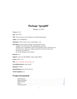 Package 'Igraph0'
