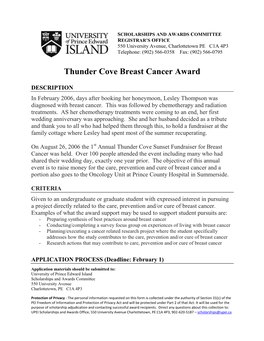 Thunder Cove Breast Cancer Award