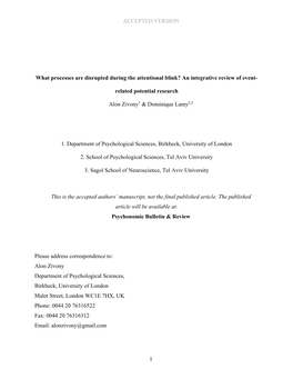 What Processes Are Disrupted During the Attentional Blink? an Integrative Review of Event