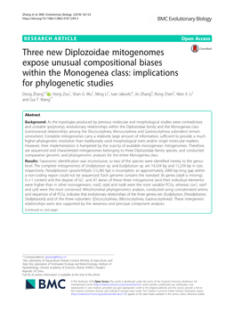 Three New Diplozoidae Mitogenomes Expose Unusual Compositional