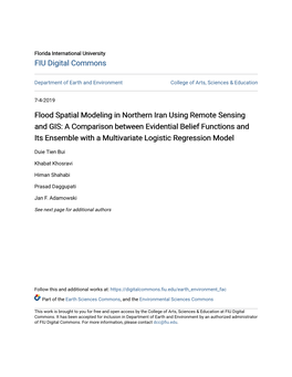 Flood Spatial Modeling in Northern Iran Using Remote Sensing And