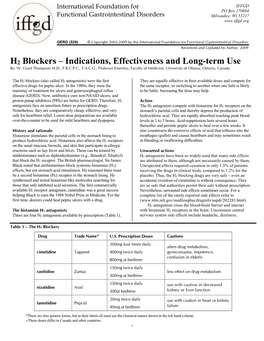 H2 Blockers – Indications, Effectiveness and Long-Term Use By: W