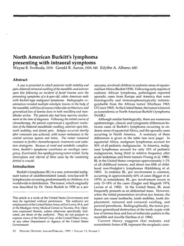 North American Burkitt's Lymphoma Presenting with Intraoral