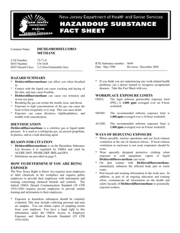 Dichlorodifluoromethane Can Affect You When Breathed * If You Think You Are Experiencing Any Work-Related Health In