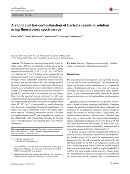 A Rapid and Low-Cost Estimation of Bacteria Counts in Solution Using Fluorescence Spectroscopy