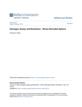 Damages, Equity, and Restitution - Illinois Remedial Options