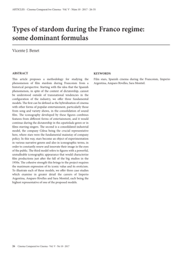 Types of Stardom During the Franco Regime: Some Dominant Formulas