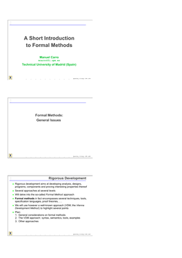 A Short Introduction to Formal Methods