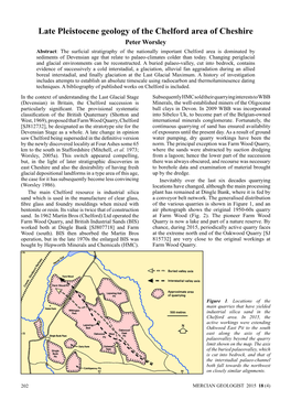 Late Pleistocene Geology of the Chelford Area of Cheshire