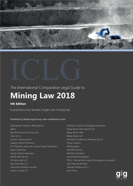 Mining Law 2018 5Th Edition a Practical Cross-Border Insight Into Mining Law