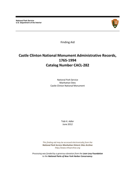 Castle Clinton National Monument Administrative Records, 1765-1994