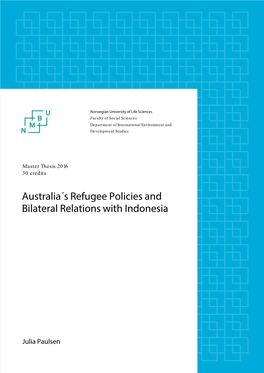 Australia´S Refugee Policies and Bilateral Relations with Indonesia