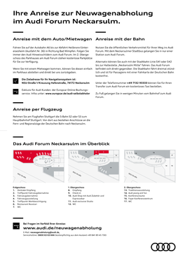 Ihre Anreise Zur Neuwagenabholung Im Audi Forum Neckarsulm
