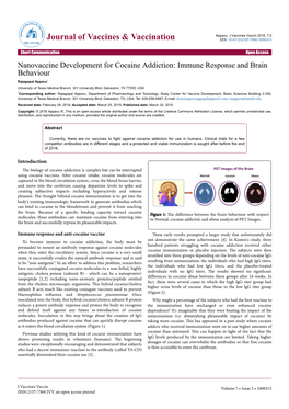 Nanovaccine Development for Cocaine Addiction: Immune