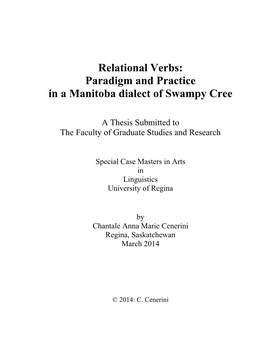 Paradigm and Practice in a Manitoba Dialect of Swampy Cree