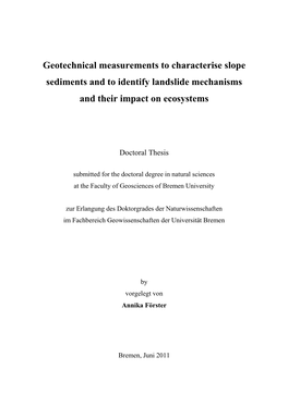 Geotechnical Characterisation of Landslide Slope-Prone Sediments