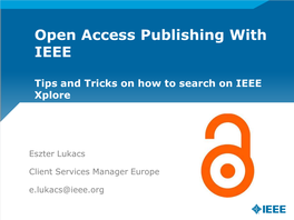 Open Access Publishing with IEEE