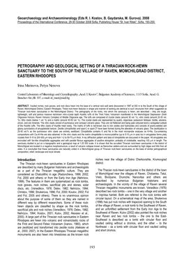 Marinova, I., P. Nenova. 2008. Petrography and Geological Setting