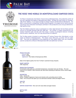 Tre Rose Vino Nobile Di Montepulciano Simposio Docg