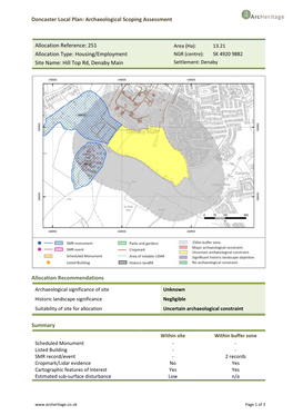 Doncaster Local Plan: Archaeological Scoping Assessment Allocation