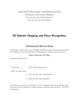 3D Robotic Mapping and Place Recognition