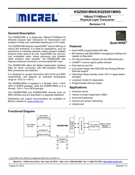 10Base-T/100Base-TX Physical Layer Transceiver Revision 1.0