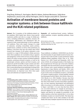 A Link Between Tissue Kallikrein and the KLK-Related Peptidases