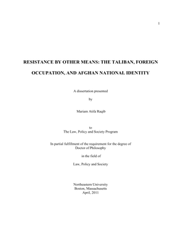 The Taliban, Foreign Occupation, and Afghan