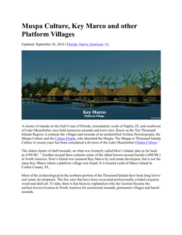 Muspa Culture, Key Marco and Other Platform Villages