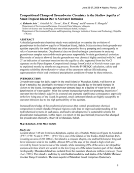 Compositional Change of Groundwater Chemistry in the Shallow Aquifer of Small Tropical Island Due to Seawater Intrusion A