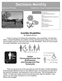 Decisions Monthly May/June 2019 Issue Published By: Group 3 Computer Tech Class