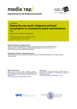 Making the Map Speak: Indigenous Animated Cartographies As Contrapuntal Spatial Representations 2018