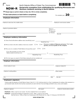 Form NDW-R Instructions