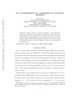 Arxiv:Math/0411408V1