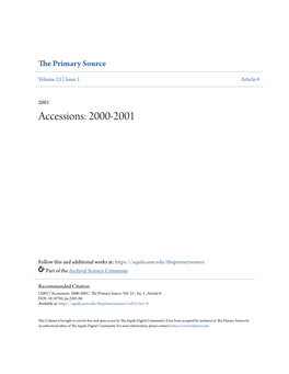 Accessions: 2000-2001