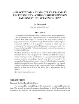 THAT EVENING SUN” If It Was Publicly Announced, Particularly If It Was Declared by the Black Woman As the Victim