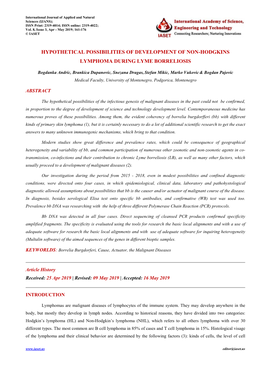 16.Ijans-Hipotetical Possibilities of Development of Non Hodkins Lymphoma During Lyme Borreliosis