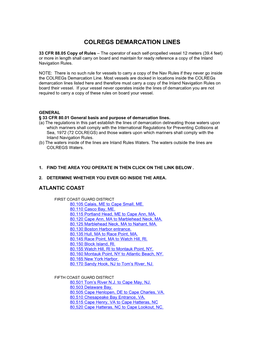 Colregs Demarcation Lines