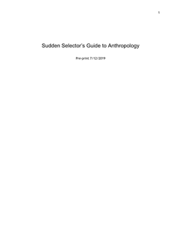 Sudden Selector's Guide to Anthropology