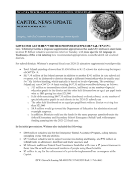 CAPITOL NEWS UPDATE January 22, 2021