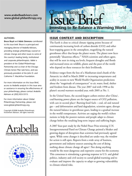 Climate Change Issue Brief Investing to Re-Balance a Warming World
