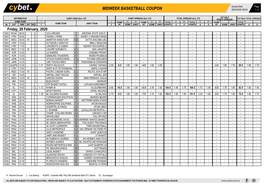 Midweek Basketball Coupon 26/02/2020 08:50 1 / 2