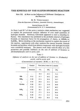 The Kinetics of the Olefin-Bromine Reaction