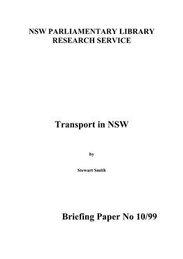 Transport in NSW Briefing Paper No 10/99