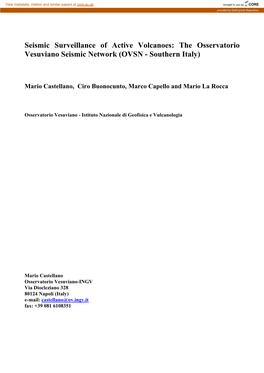 The Osservatorio Vesuviano Seismic Network (OVSN - Southern Italy)