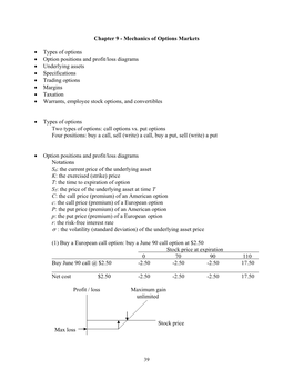 Chapter 9 - Mechanics of Options Markets