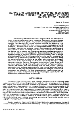 Marine Archaeological Surveying Techniques Training Through the University of Hawaii Marine Option Program