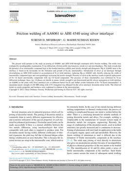 Friction Welding of AA6061 to AISI 4340 Using Silver Interlayer