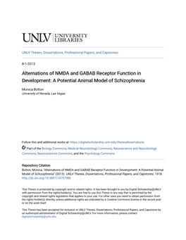 Alternations of NMDA and GABAB Receptor Function in Development: a Potential Animal Model of Schizophrenia