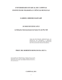 Universidade Estadual De Campinas Instituto De Filosofia E Ciências Humanas